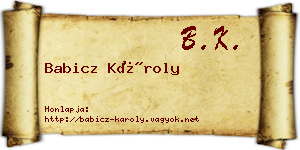 Babicz Károly névjegykártya